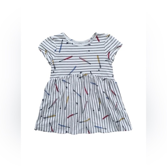 Gap Size 5 Years White Paintbrush Striped Dress - Picture 1 of 6